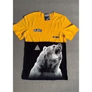 BWOOD‎ Vinnies Diamond Wave Women S No Deal Bear Graphic T-Shirt Yellow Black